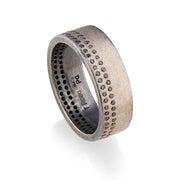 Todd Reed ring with black brilliant cut diamonds (~.52ct), palladium and sterling silver with patina.